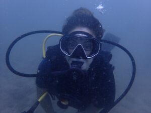 Nina diving in Cambodia